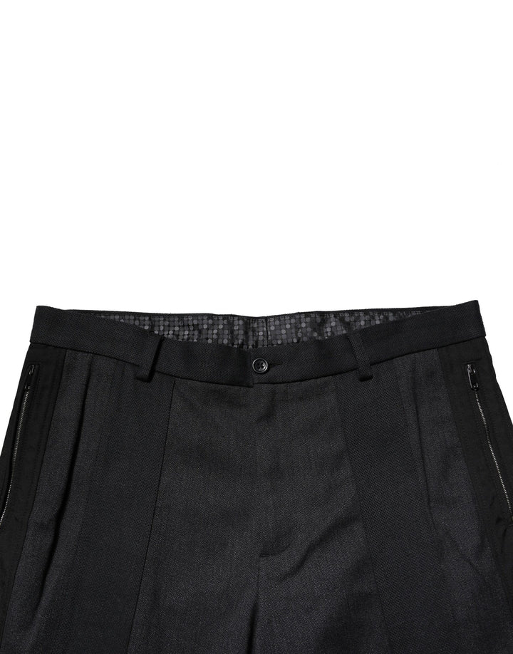Dolce &amp; Gabbana Black Cotton Dress Slim Formal Pants