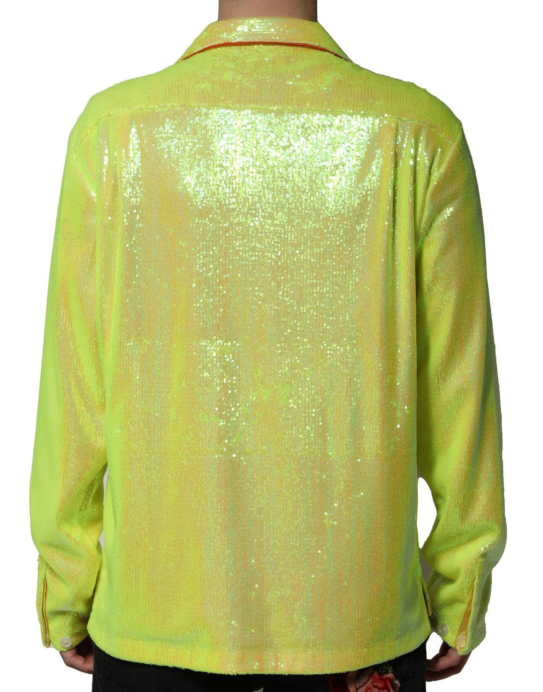 Dolce & Gabbana Yellow Sequin Polyester Lounge Casual Shirt