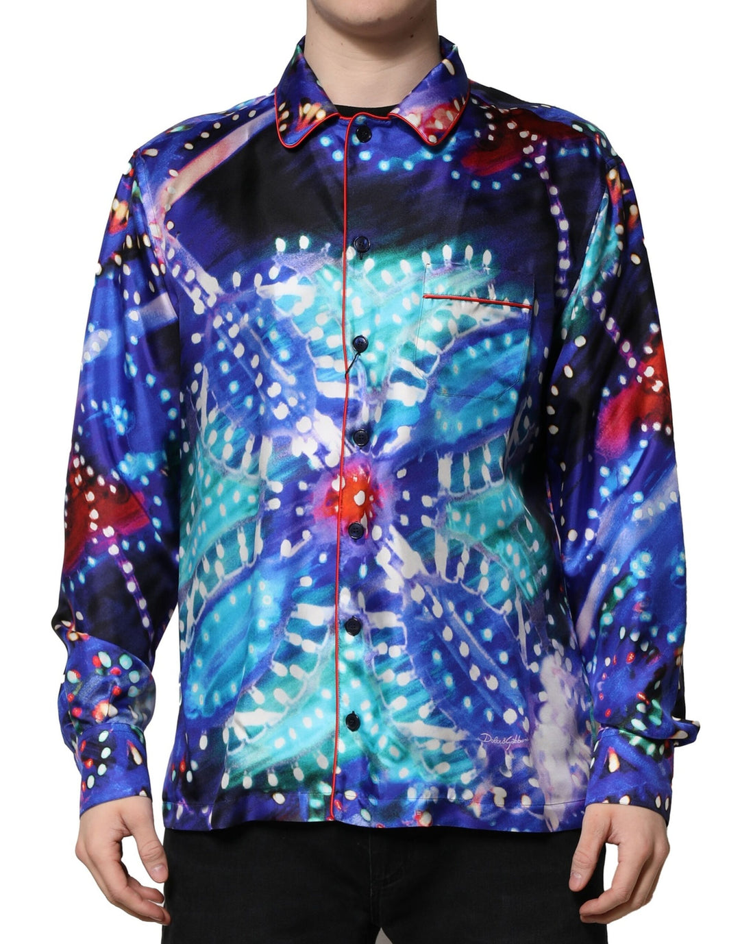 Dolce &amp; Gabbana Multicolor Printed Silk Lounge Casual Shirt
