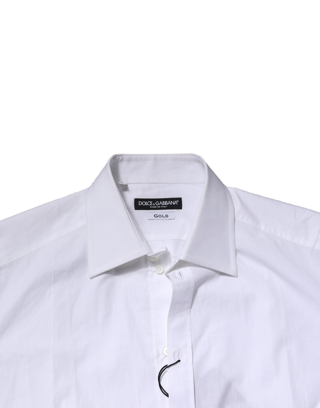 Dolce &amp; Gabbana White Cotton Long Sleeves GOLD Formal Shirt