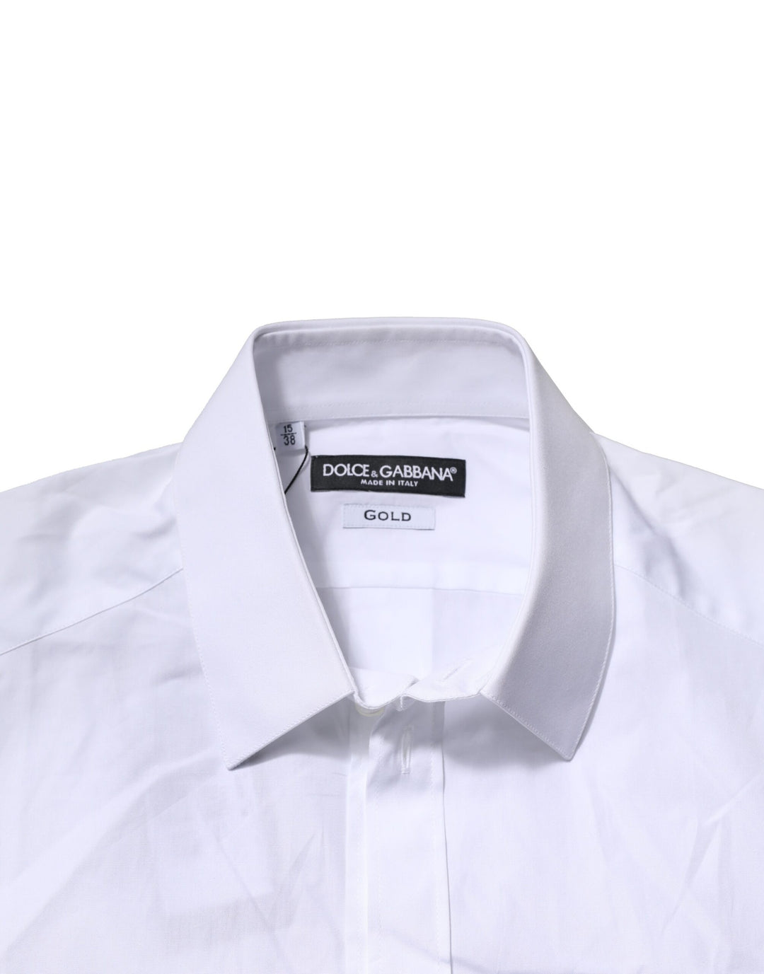 Dolce &amp; Gabbana White Cotton Short Sleeves GOLD Casual Shirt