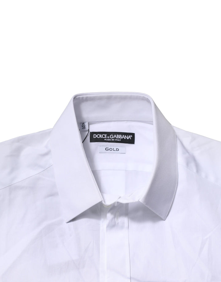Dolce &amp; Gabbana White Cotton Short Sleeves GOLD Casual Shirt