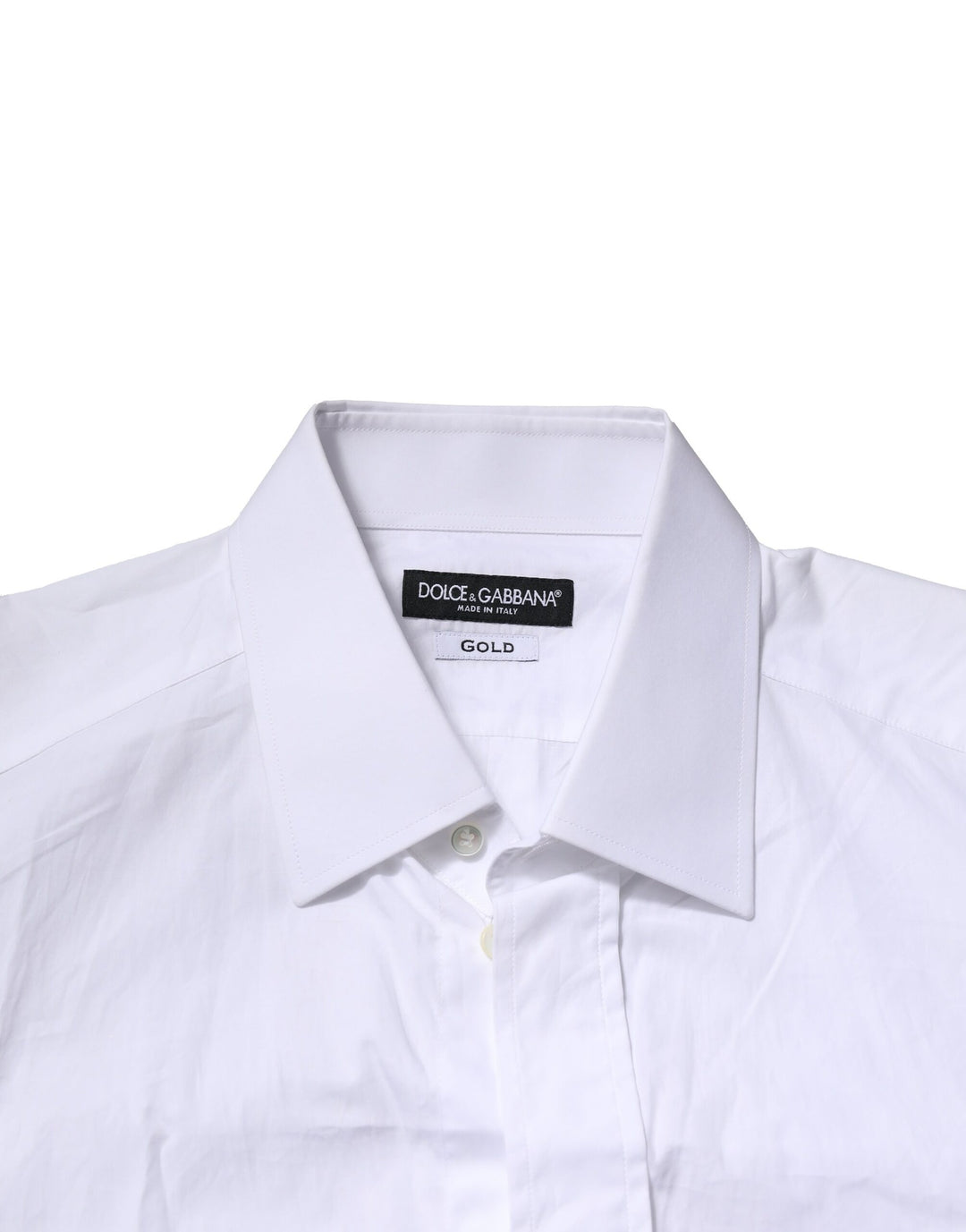 Dolce &amp; Gabbana White GOLD Cotton Men Dress Formal Shirt