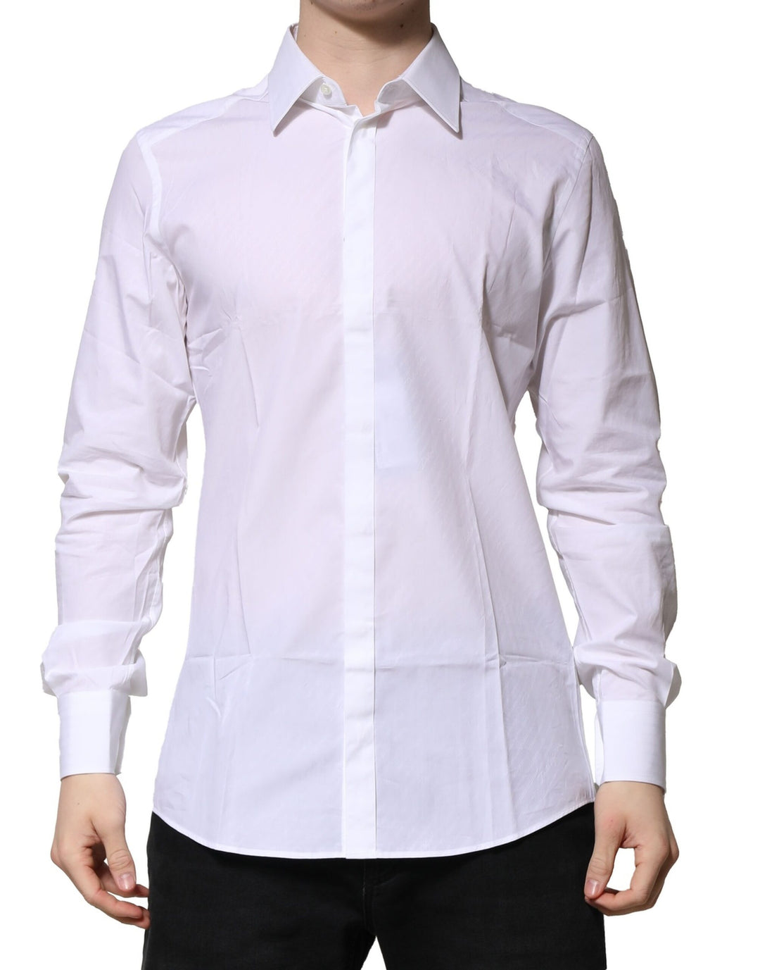 Dolce &amp; Gabbana White GOLD Long Sleeves Men Dress Formal Shirt