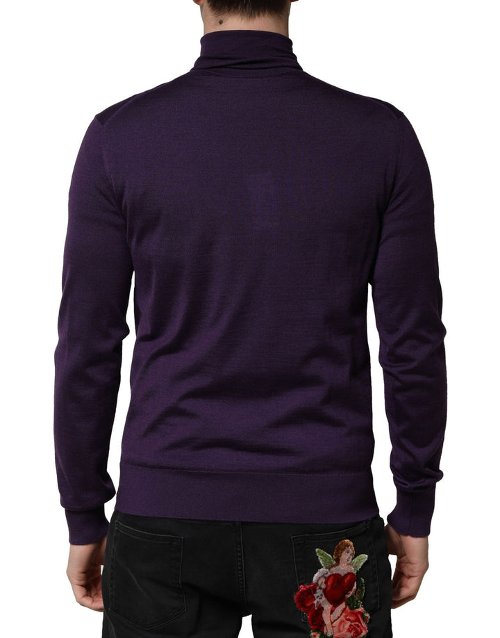 Dolce &amp; Gabbana Purple Cashmere Turtleneck Pullover Sweater