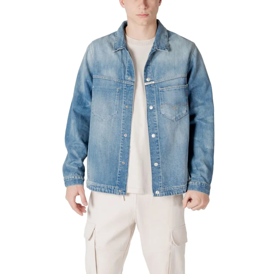 Replay Light Blue Cotton Denim Jacket