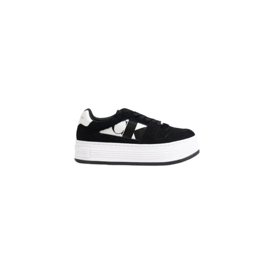 Calvin Klein Jeans Black Leather Platform Sneakers