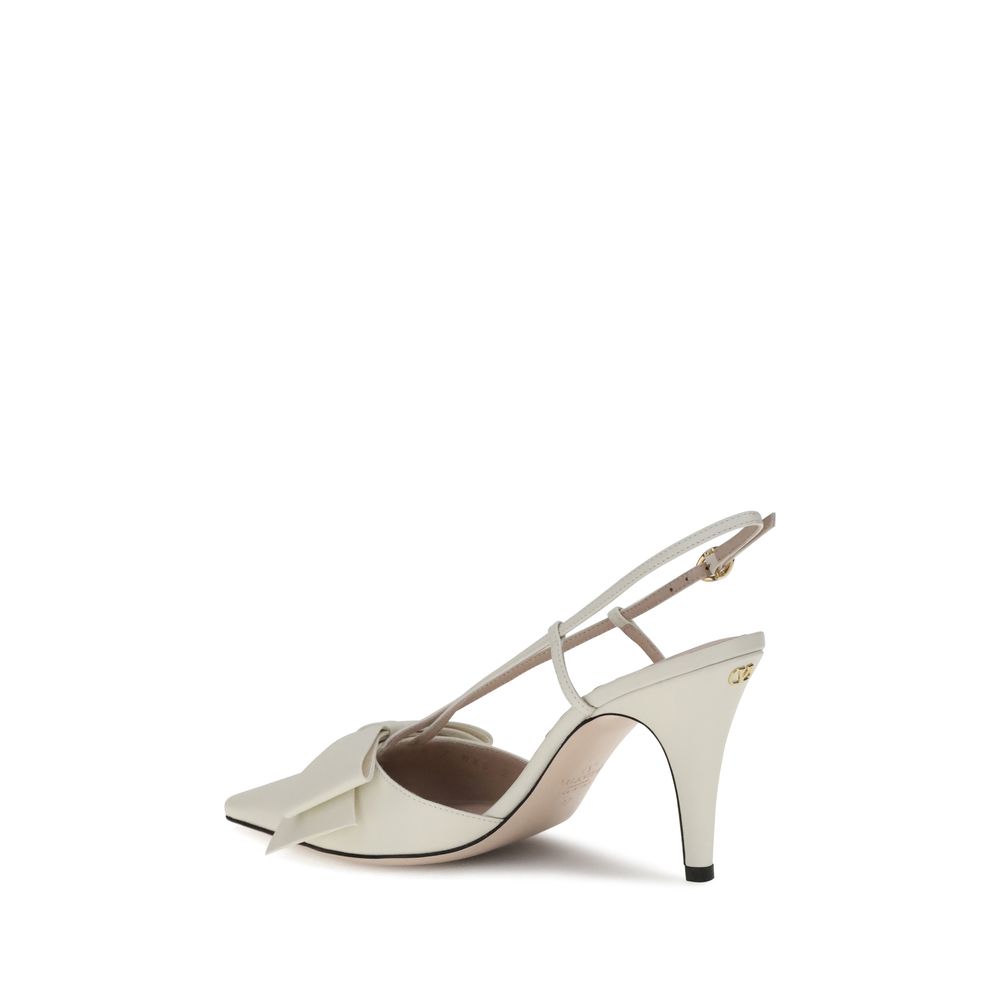 Valentino Garavani White Calf Leather Bos Taurus Pumps