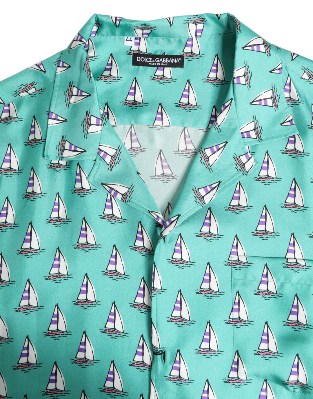 Dolce &amp; Gabbana Green Printed Short Sleeves Casual Shirt