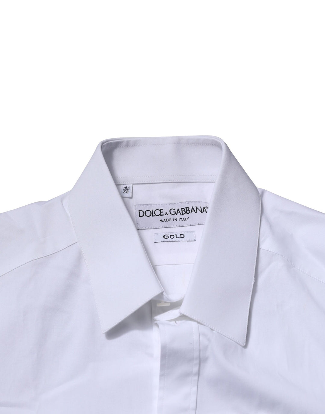 Dolce &amp; Gabbana White Cotton GOLD Long Sleeves Formal Shirt