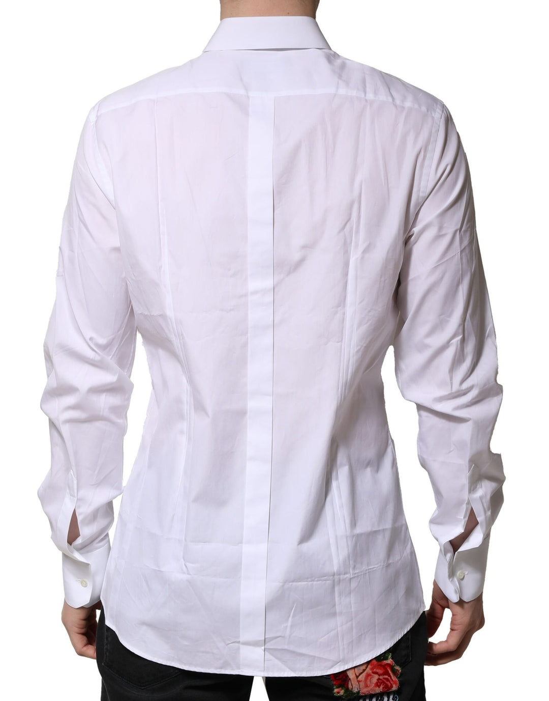 Dolce &amp; Gabbana White Cotton GOLD Long Sleeves Formal Shirt