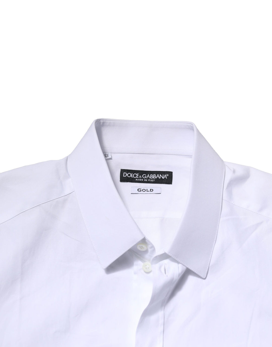 Dolce &amp; Gabbana White Cotton GOLD Long Sleeves Formal Shirt