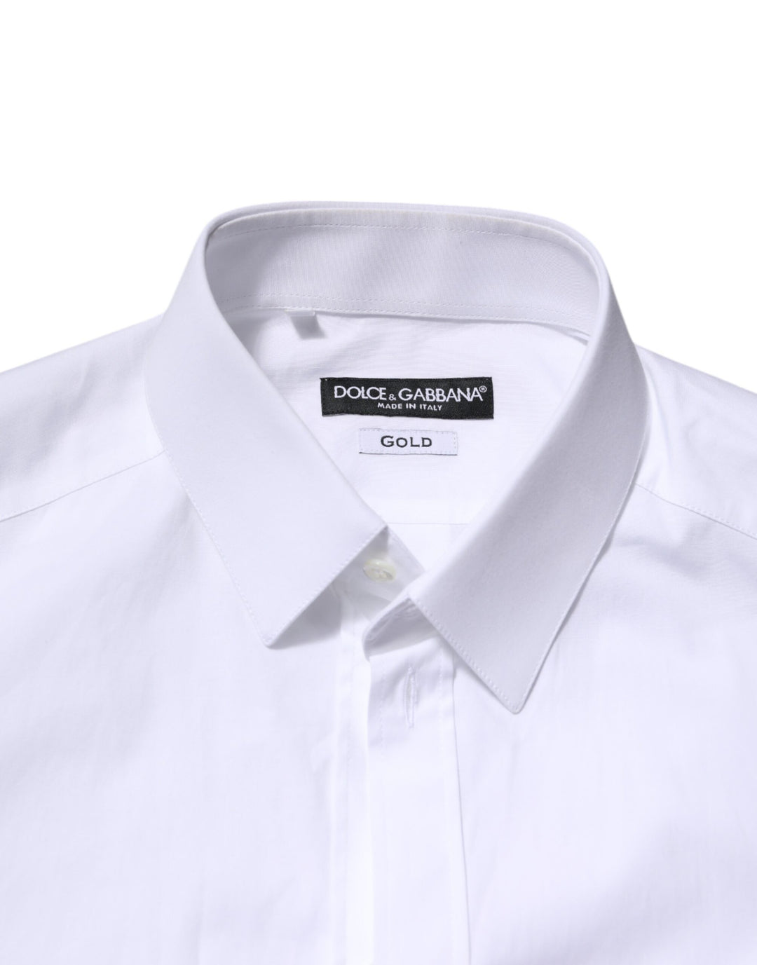 Dolce &amp; Gabbana White Cotton GOLD Long Sleeves Formal Shirt