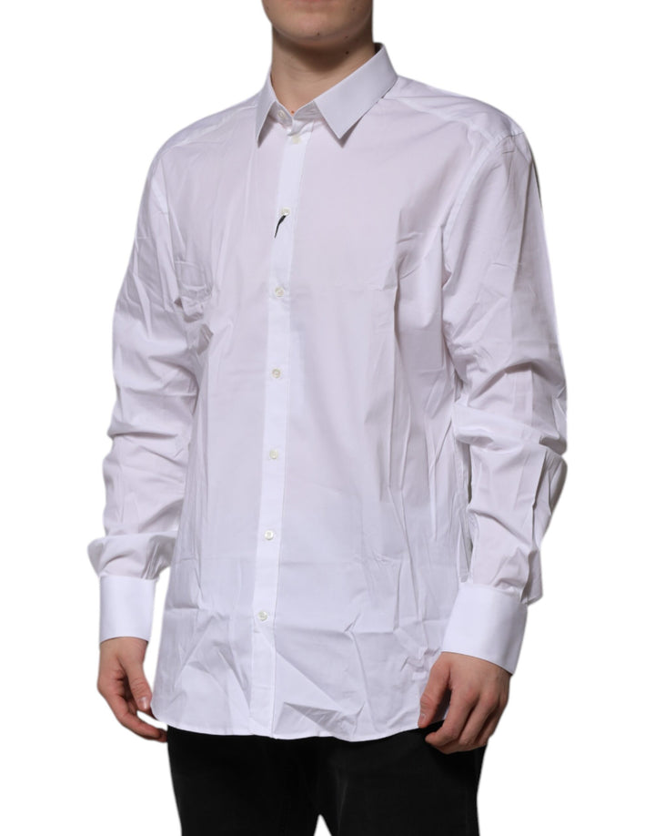 Dolce &amp; Gabbana White Cotton GOLD Long Sleeves Formal Shirt