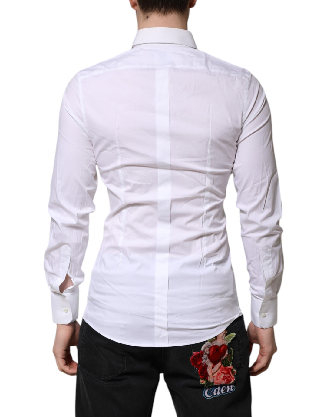 Dolce & Gabbana White GOLD Long Sleeves Dress Formal Shirt