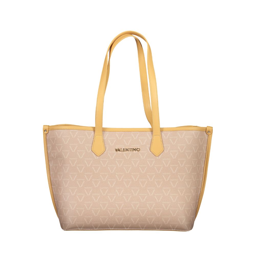 Mario Valentino - Beige Polyurethane Women’s Bag with Central Pocket and Zip Closure