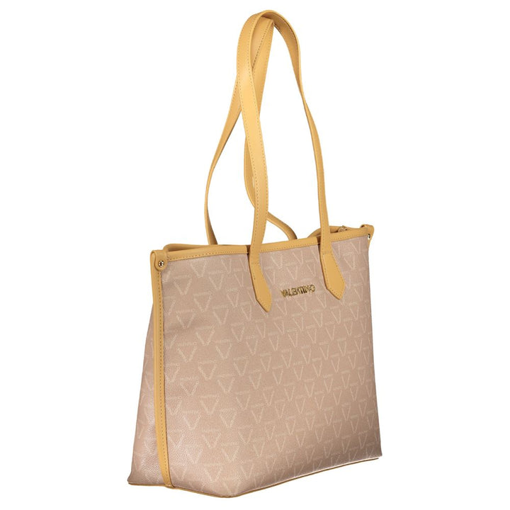 Mario Valentino - Beige Polyurethane Women’s Bag with Central Pocket and Zip Closure