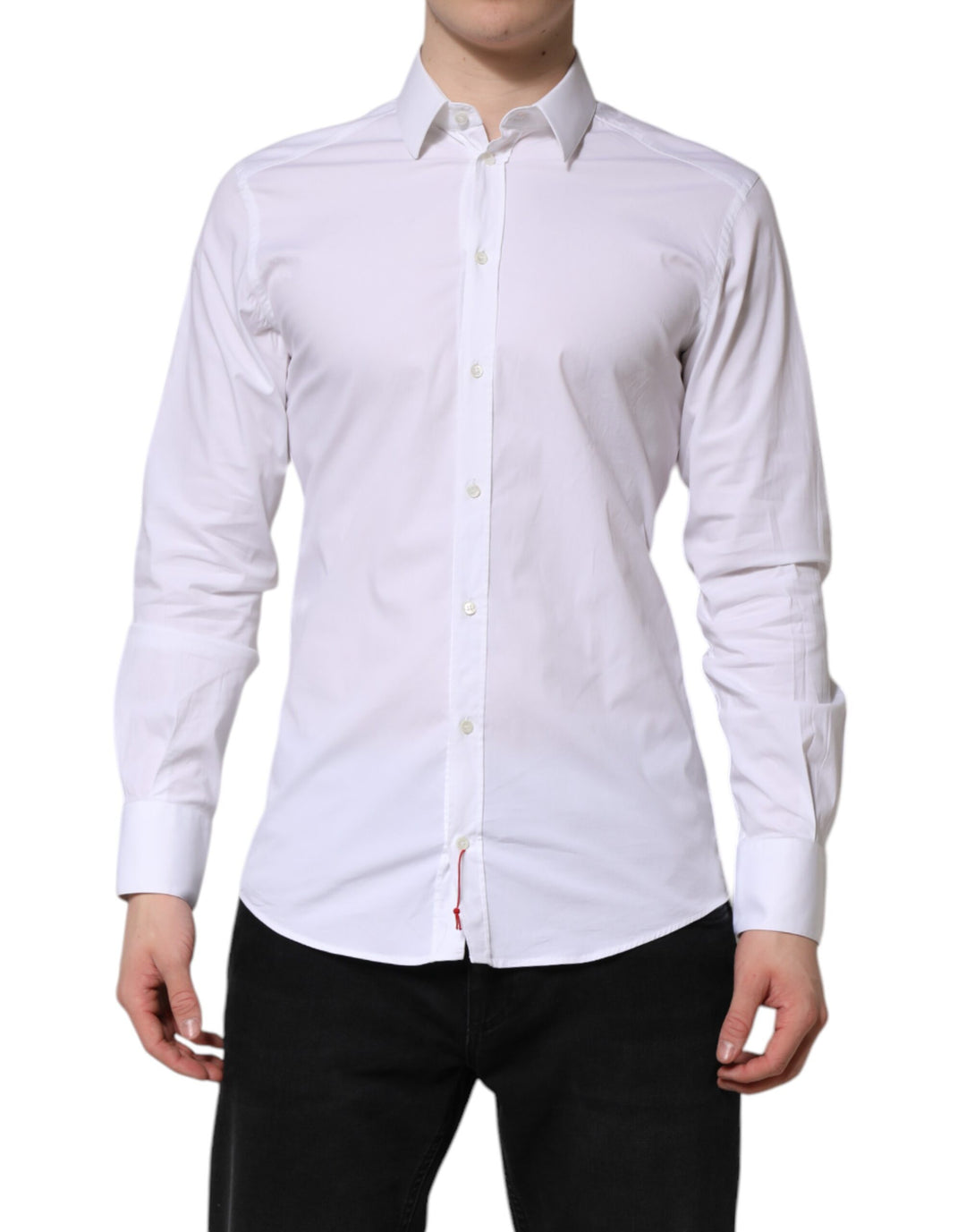 Dolce &amp; Gabbana White GOLD Cotton Dress Formal Shirt