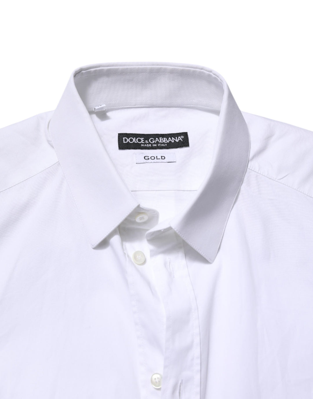 Dolce &amp; Gabbana White GOLD Cotton Dress Formal Shirt