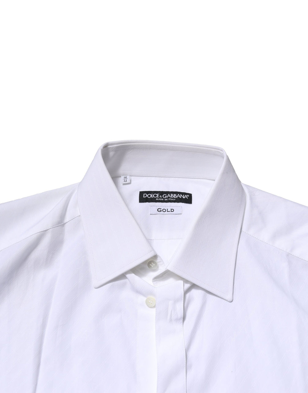Dolce &amp; Gabbana White GOLD Cotton Long Sleeves Men Formal Shirt