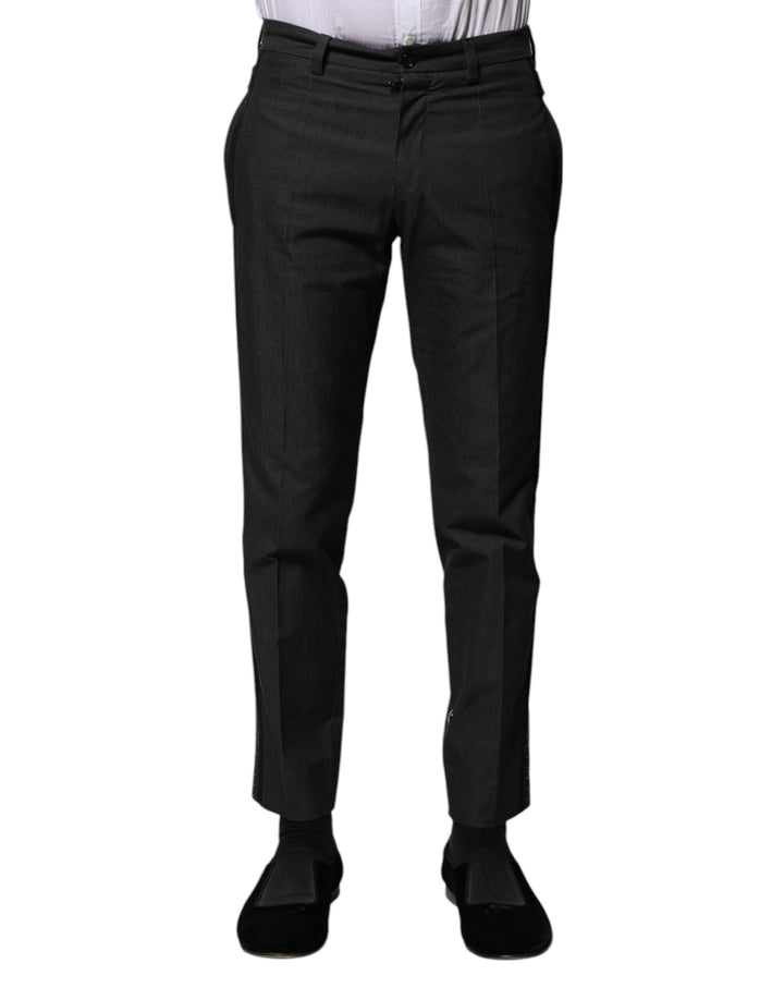 Dolce &amp; Gabbana Gray Cotton Patterned Formal Pants