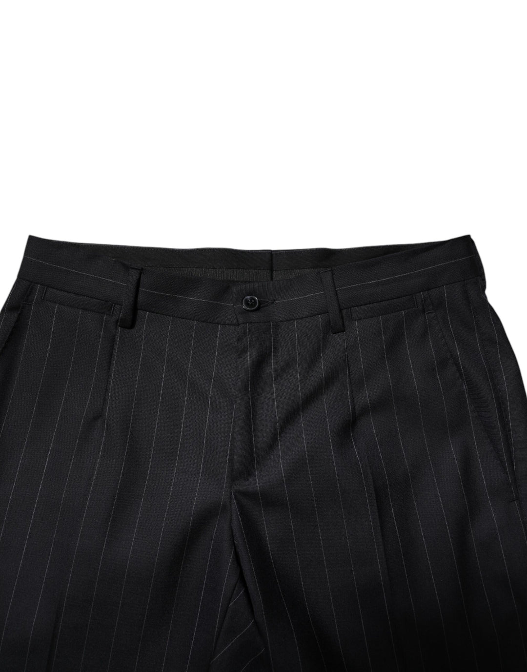 Dolce &amp; Gabbana Black Wool Striped Formal Pants