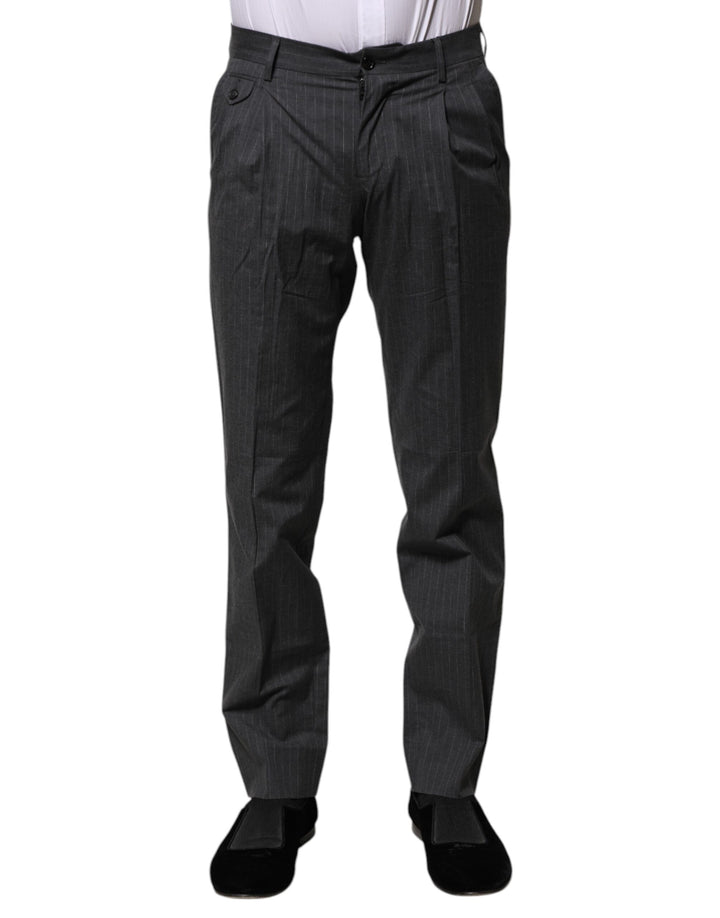 Dolce &amp; Gabbana Gray Striped Cotton Formal Pants