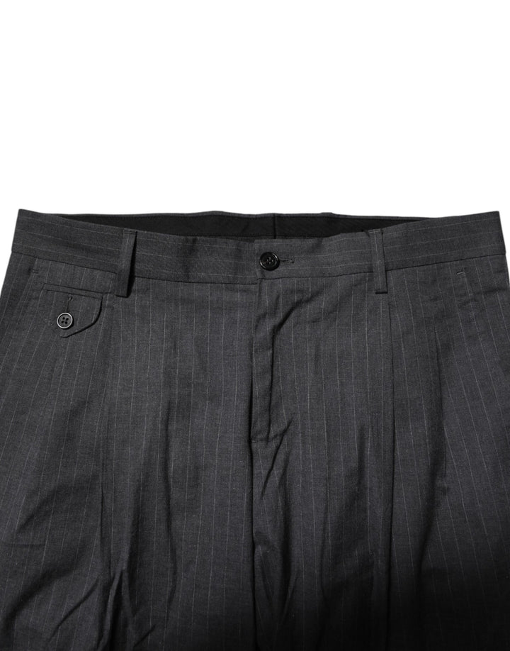 Dolce &amp; Gabbana Gray Striped Cotton Formal Pants