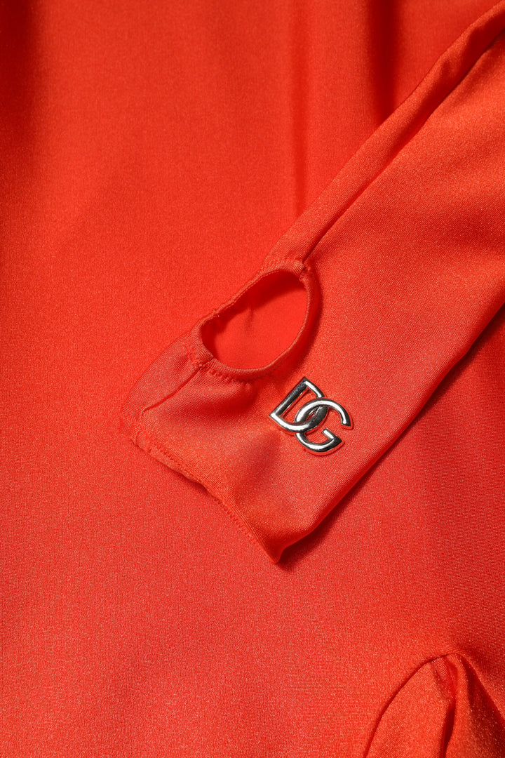 Dolce &amp; Gabbana Red Nylon Turtleneck Bodycon Jumpsuit Dress