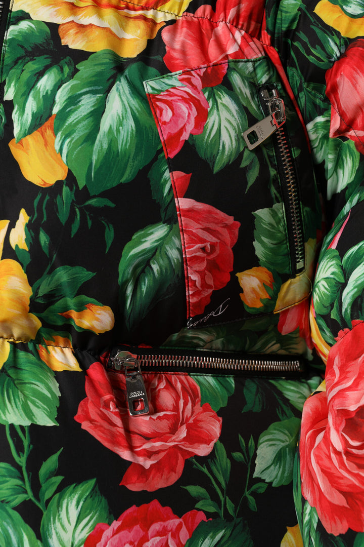 Dolce &amp; Gabbana Multicolor Floral Puffer Hooded Jacket