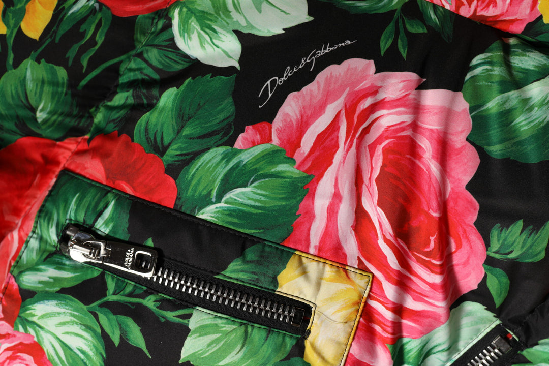 Dolce &amp; Gabbana Multicolor Floral Puffer Hooded Jacket