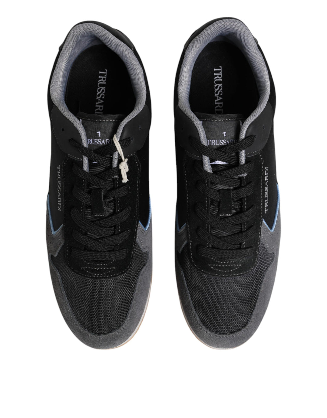 Trussardi Black Gray Lace Up Low Top Casual Sneakers Shoes