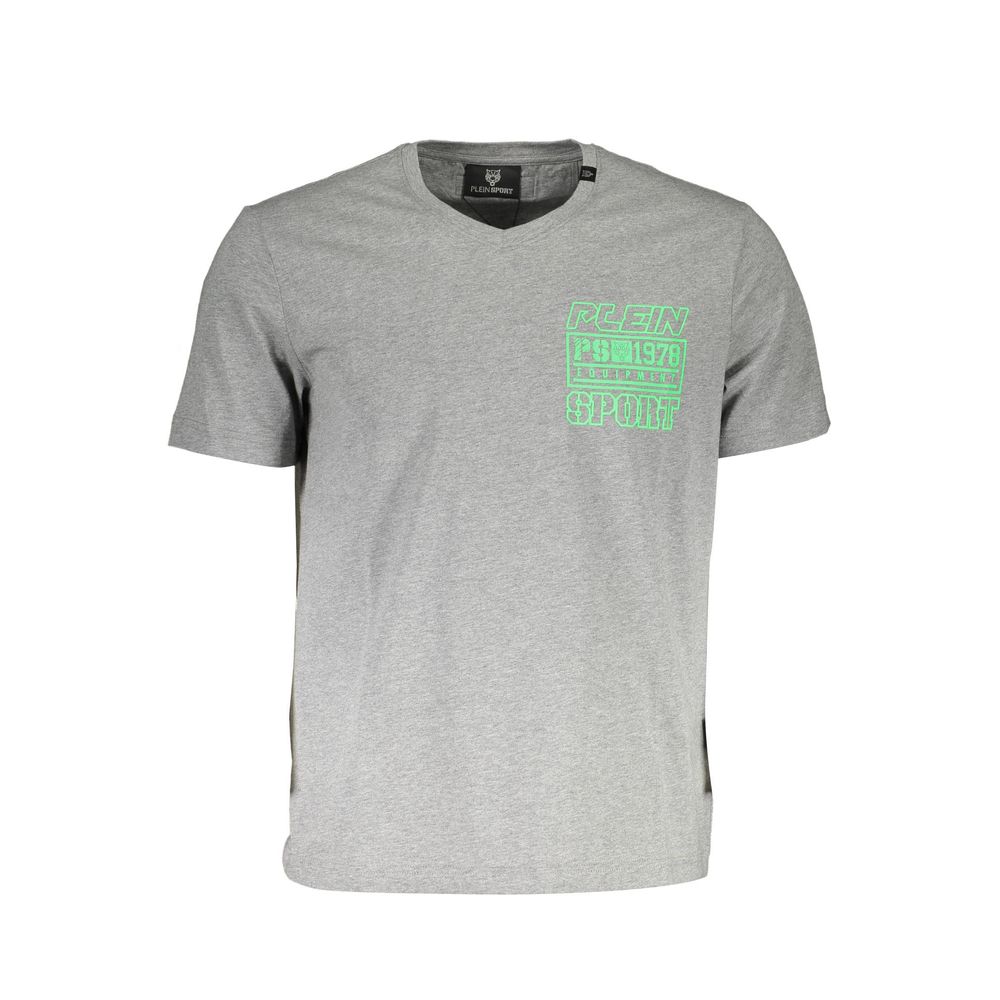 Plein Sport Grey Cotton Men T-Shirt