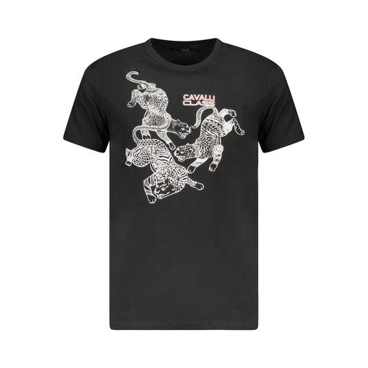 Cavalli Class Black Cotton Men T-Shirt