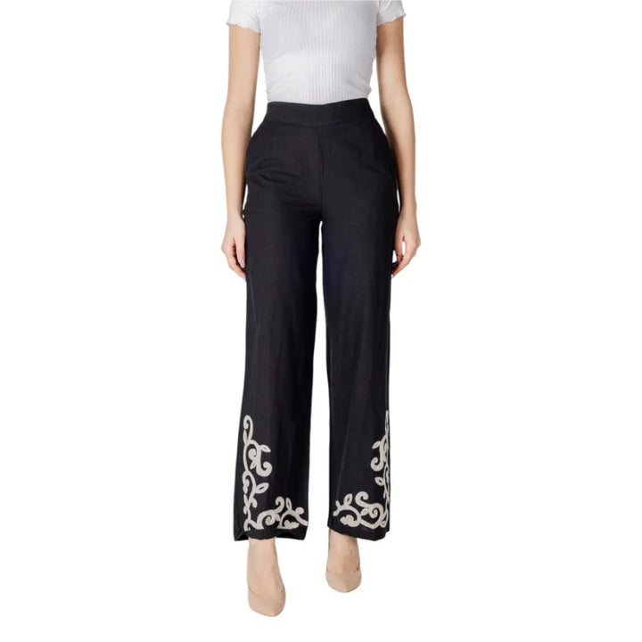 Vila Clothes Black Viscose Flared Pants