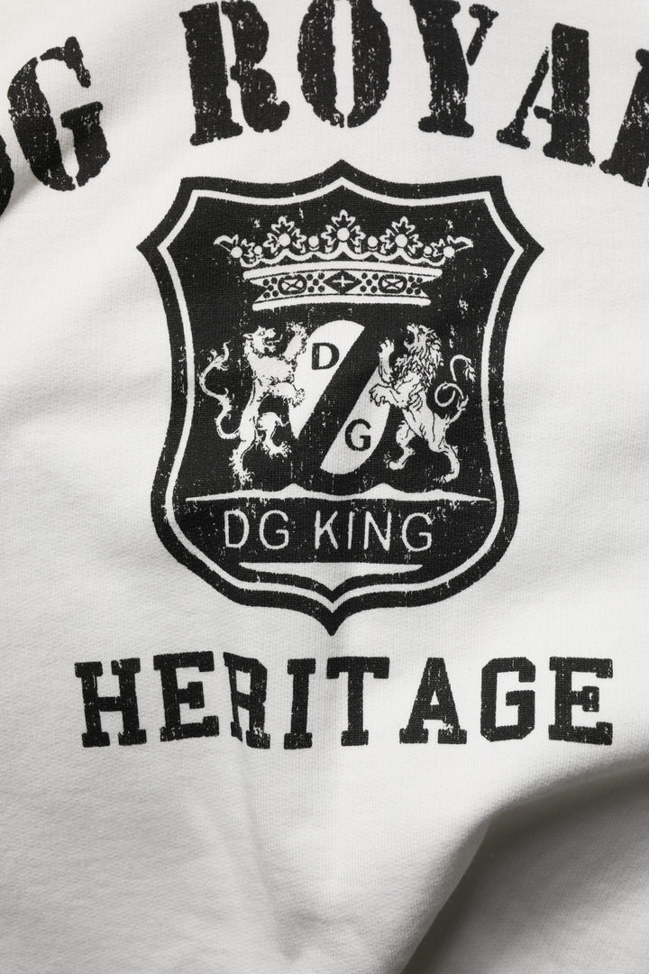 Dolce &amp; Gabbana White Cotton DG ROYAL Print Hooded Sweater