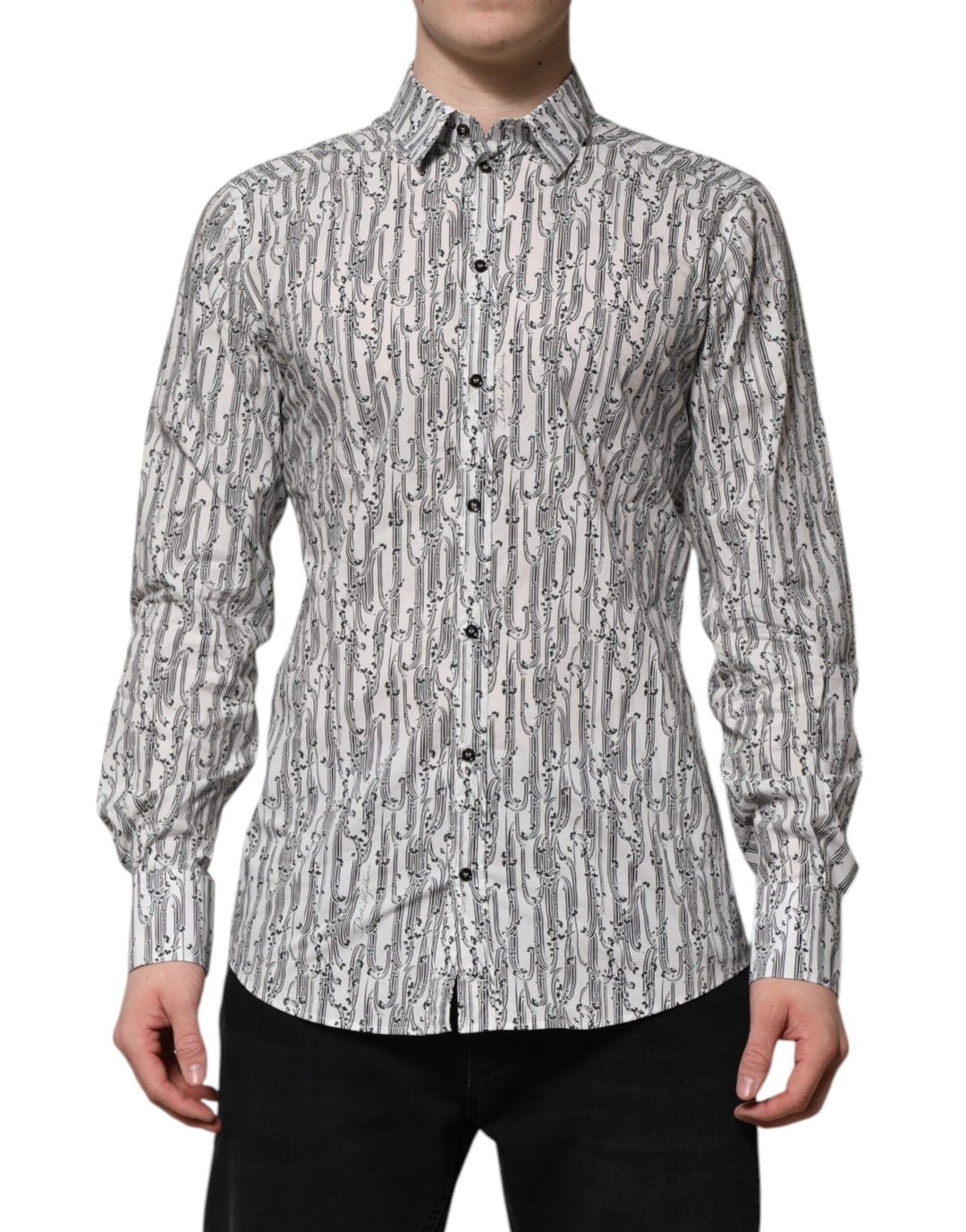 Dolce &amp; Gabbana White Floral Print Casual Long Sleeves Shirt
