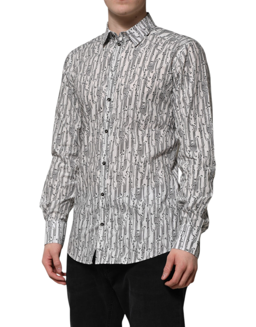 Dolce &amp; Gabbana White Floral Print Casual Long Sleeves Shirt