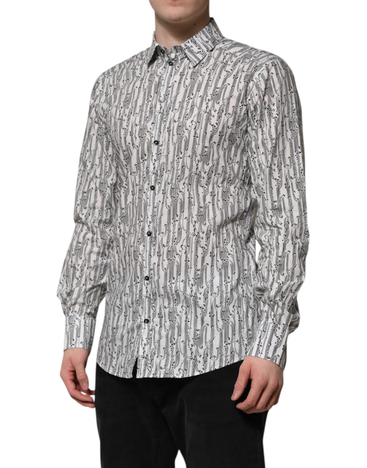 Dolce &amp; Gabbana White Floral Print Casual Long Sleeves Shirt