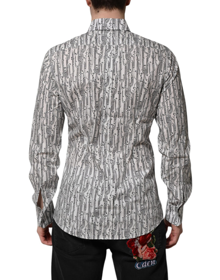Dolce &amp; Gabbana White Floral Print Casual Long Sleeves Shirt
