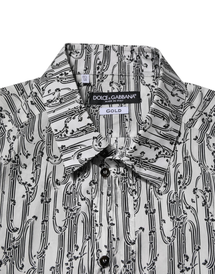Dolce &amp; Gabbana White Floral Print Casual Long Sleeves Shirt
