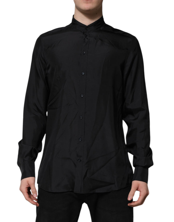 Dolce &amp; Gabbana Dark Blue Silk MARTINI Men Formal Dress Shirt