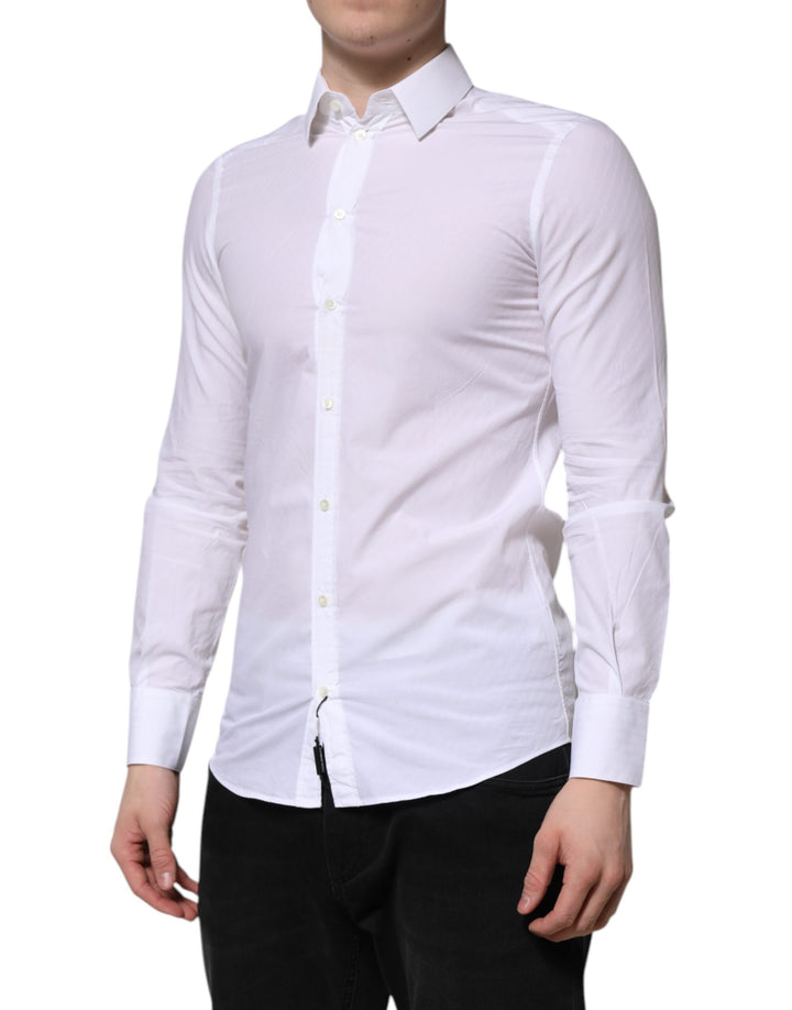 Dolce &amp; Gabbana White Cotton MARTINI Long Sleeve Dress Shirt