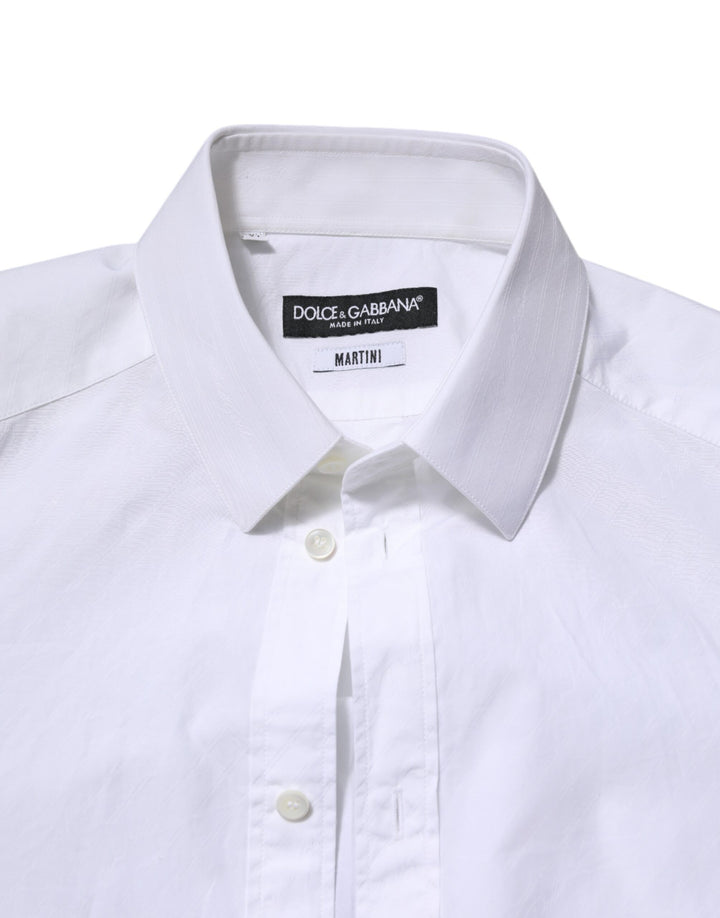 Dolce &amp; Gabbana White Cotton MARTINI Long Sleeve Dress Shirt