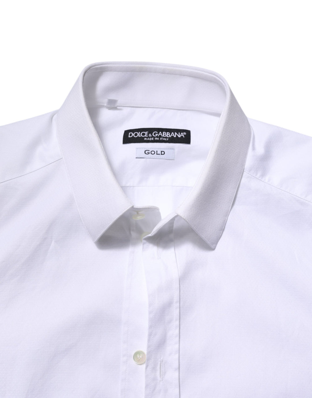 Dolce &amp; Gabbana White Cotton GOLD Long Sleeve Men Dress Shirt