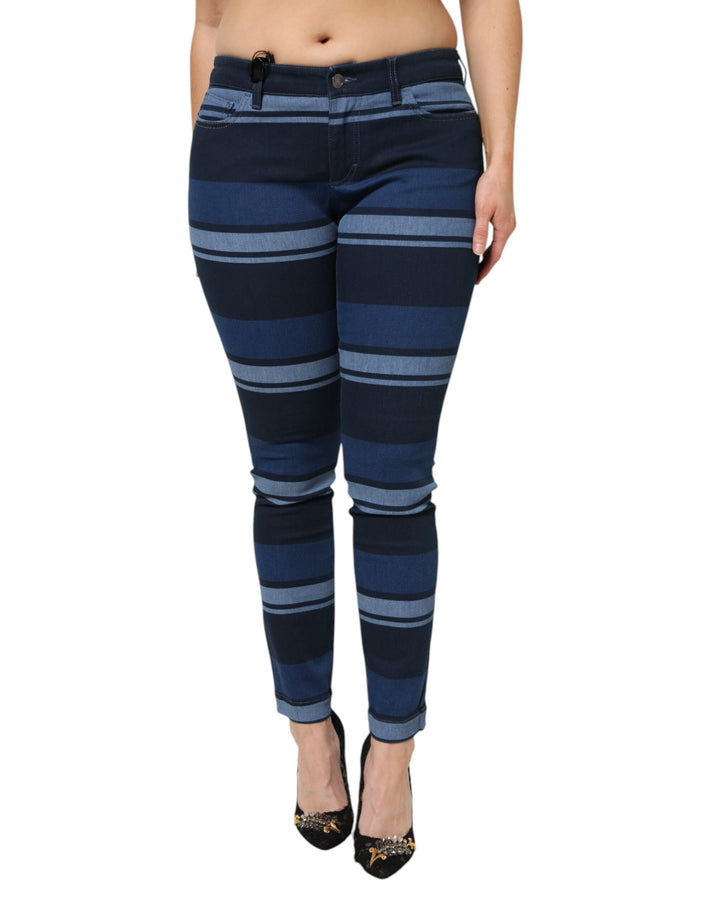 Dolce &amp; Gabbana Blue Striped Cotton Stretch Denim Jeans