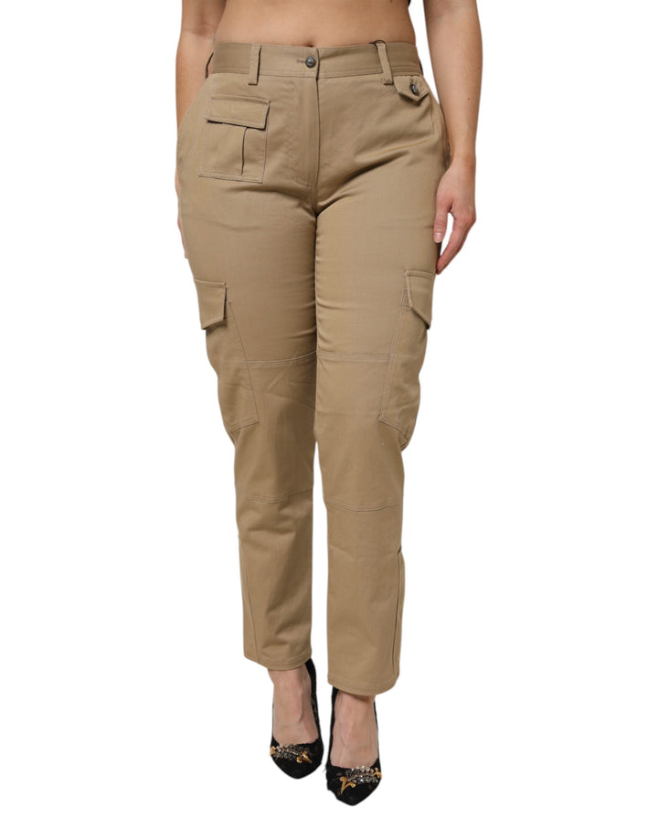 Dolce &amp; Gabbana Brown Cotton Cargo Tapered Pants
