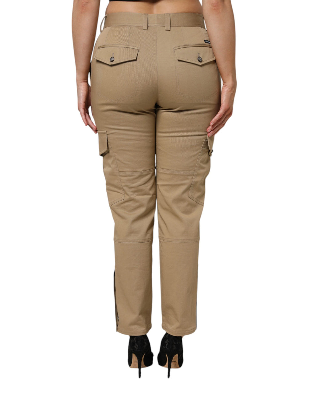 Dolce &amp; Gabbana Brown Cotton Cargo Tapered Pants