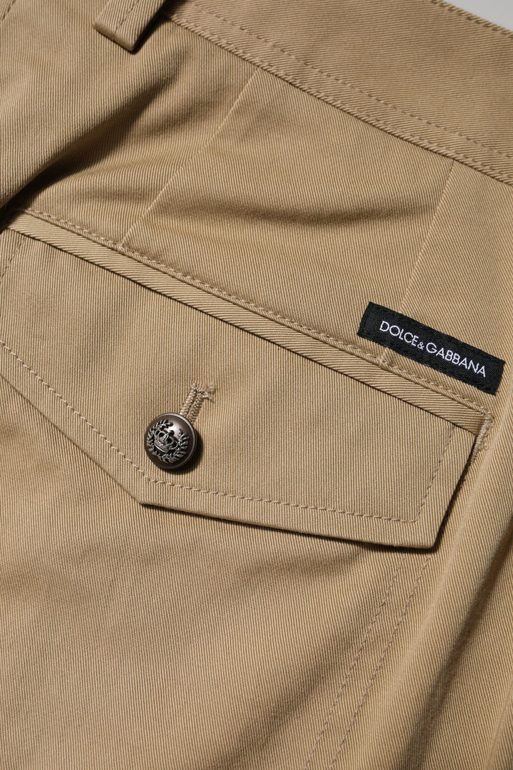 Dolce &amp; Gabbana Brown Cotton Cargo Tapered Pants