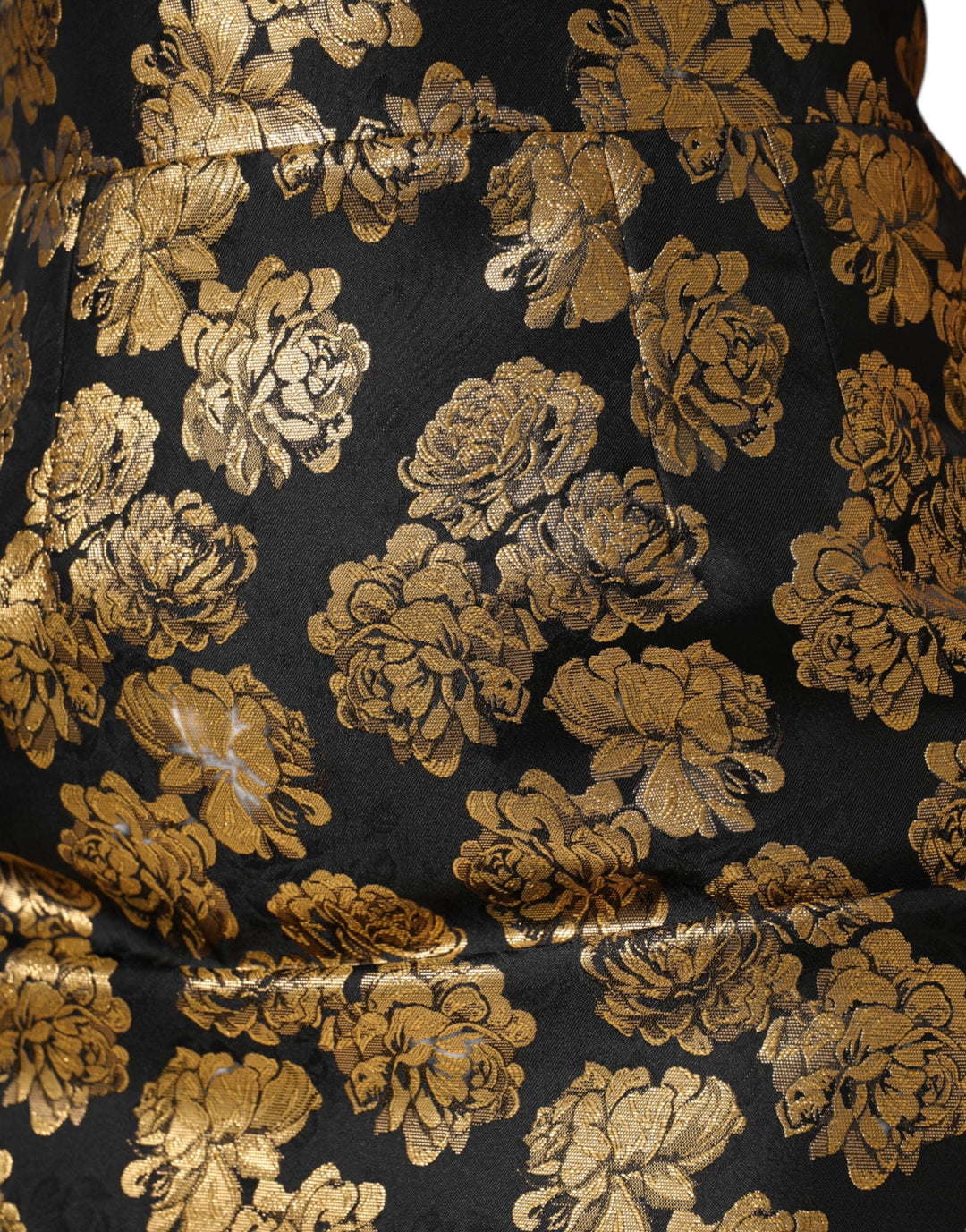 Dolce &amp; Gabbana Black Gold Floral Print Jacquard Mini Skirt